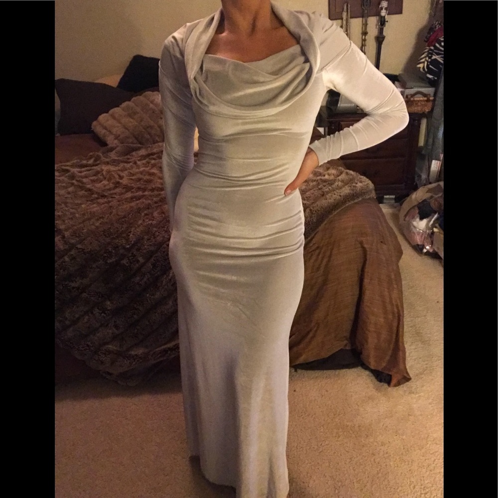 Silver💍 Shimmer Siren Velvet Maxi Stretch Dress